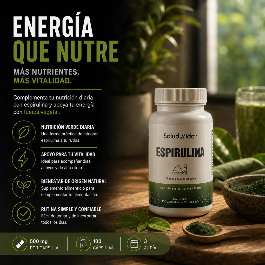 Espirulina 100 Cápsulas