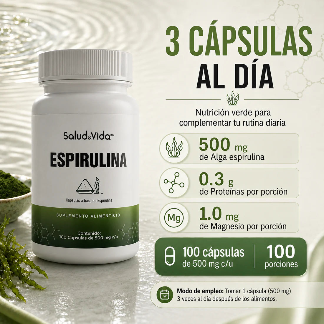 Espirulina 100 Cápsulas