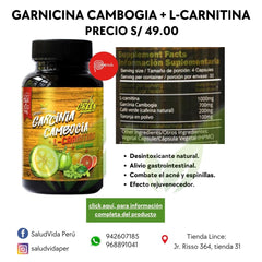 Garcinia cambogia + L-carnitina, café verde y toronja 500 mg | 120 cápsulas