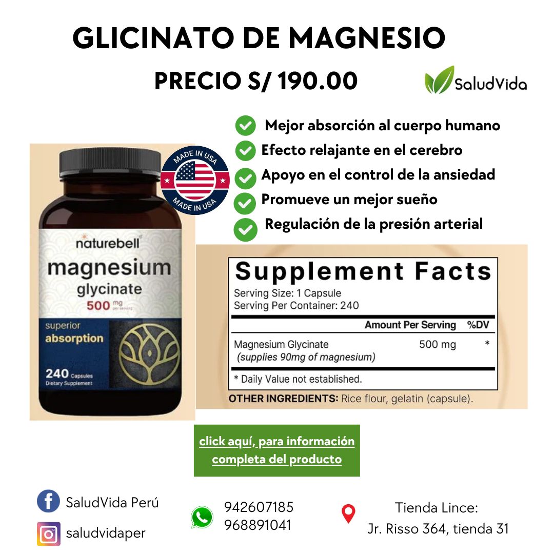 Glicinato de magnesio (absorción superior) 500 mg | 240 cápsulas