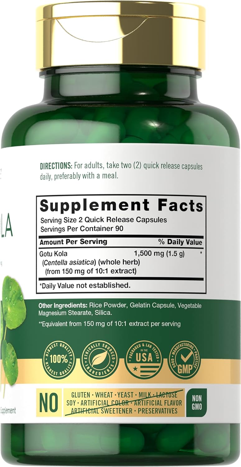 Gotu Kola o Centella Asiática 1500mg. p/s 180 cápsulas