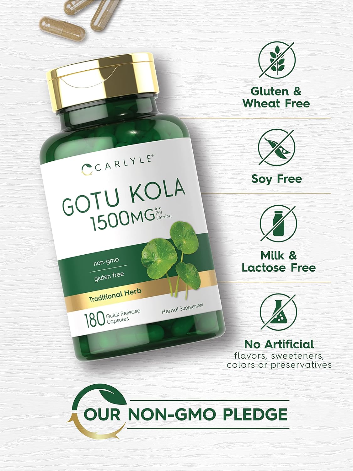 Gotu Kola o Centella Asiática 1500mg. p/s 180 cápsulas