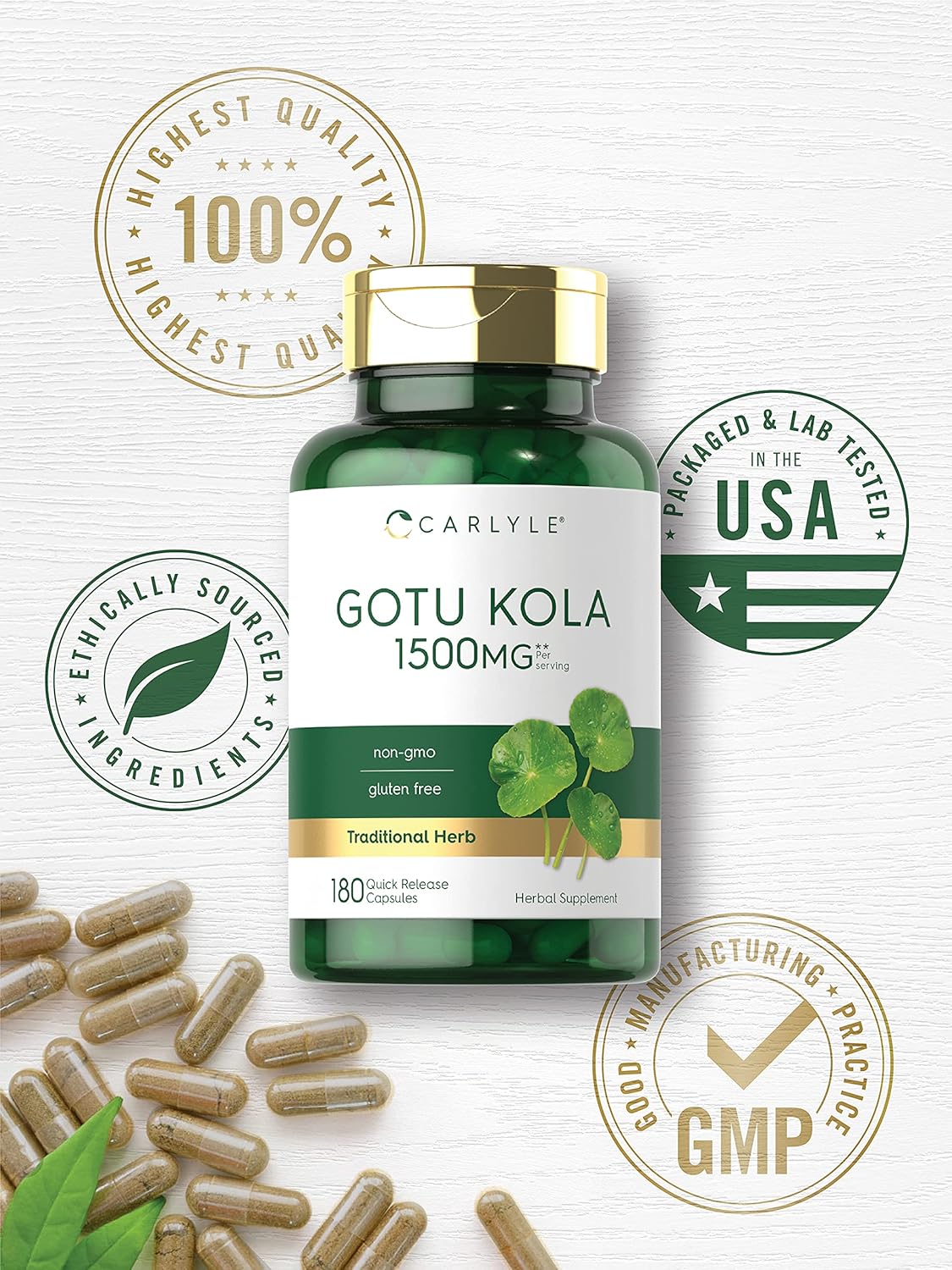 Gotu Kola o Centella Asiática 1500mg. p/s 180 cápsulas