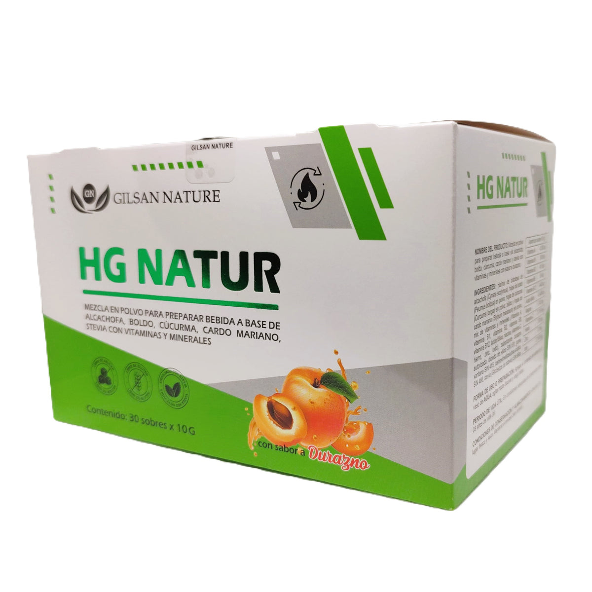 HG Natur 30 sobres,  sabor durazno - Hígado