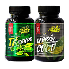 Pack Detox: Té Verde (500 mg x 100 caps) + Carbón Activado de Coco (250 mg x 100 caps)