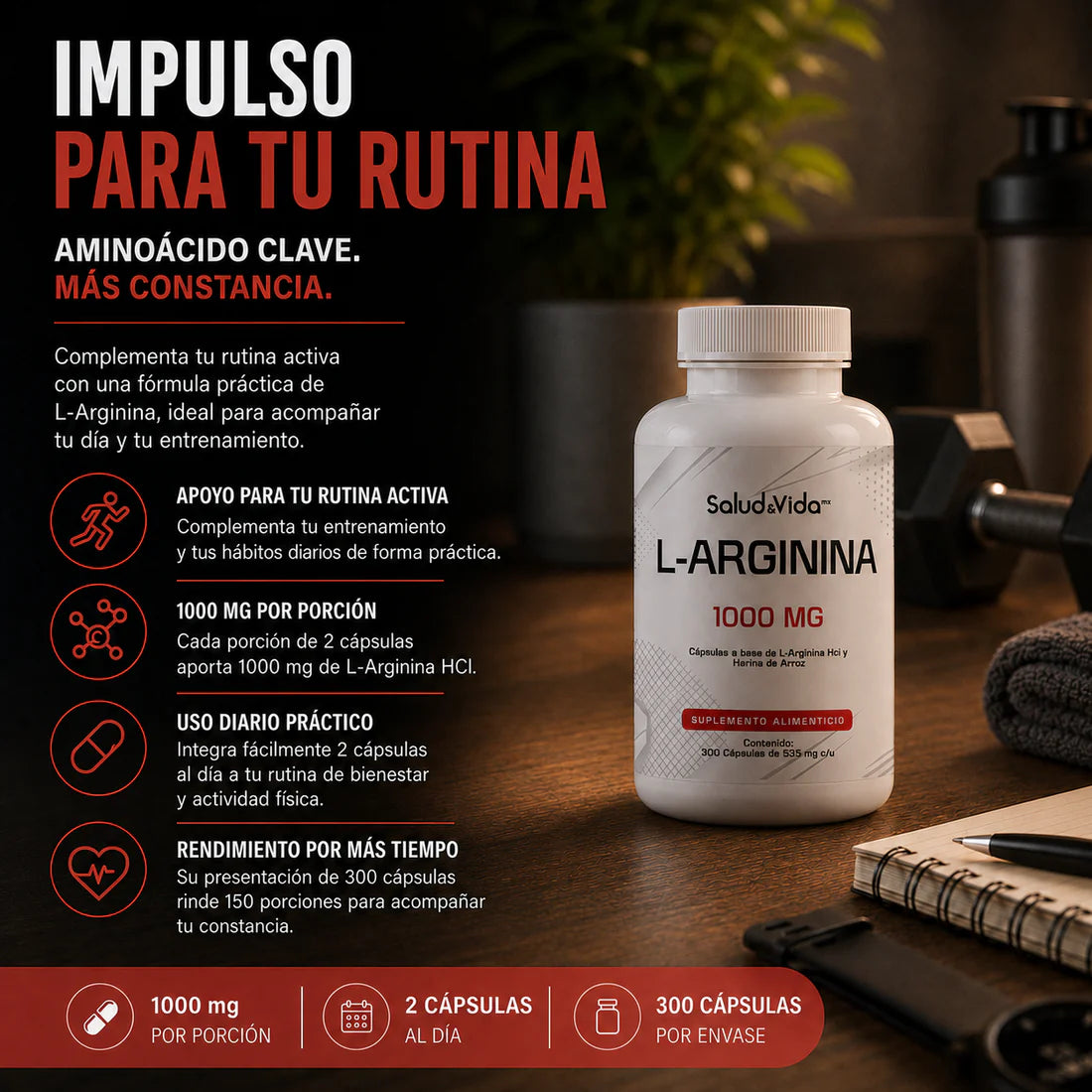 L-Arginina 300 Cápsulas 1000 mg