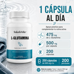 L-Glutamina 500 mg 200 Cápsulas