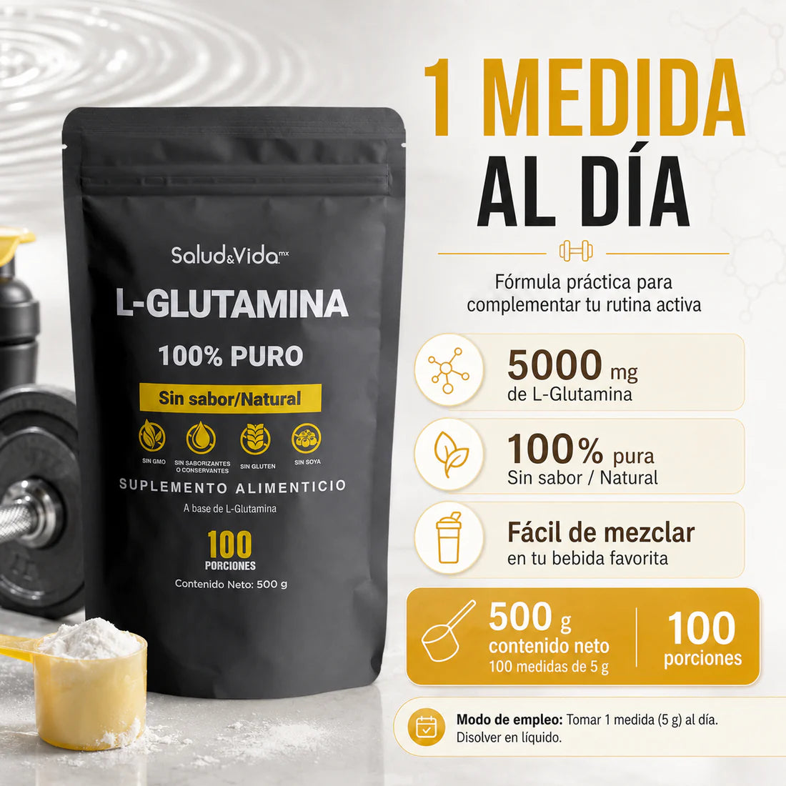 L-Glutamina 500 gramos