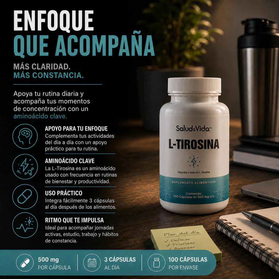 L-Tirosina 100 Cápsulas