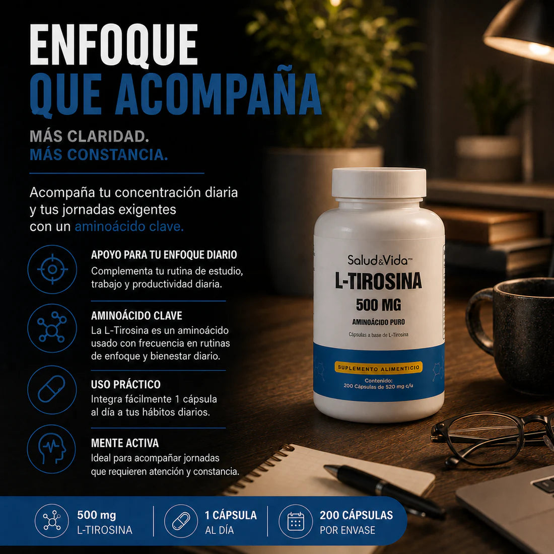 L-Tirosina 200 Cápsulas