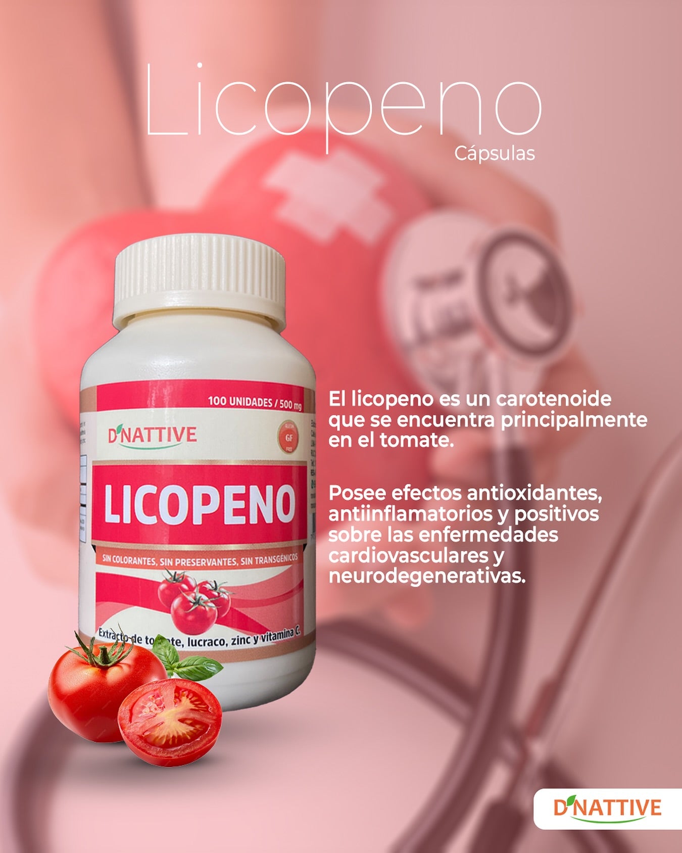 LICOPENO 500MG 100 CÁPSULAS | Colesterol, Vista, Cáncer de próstata.