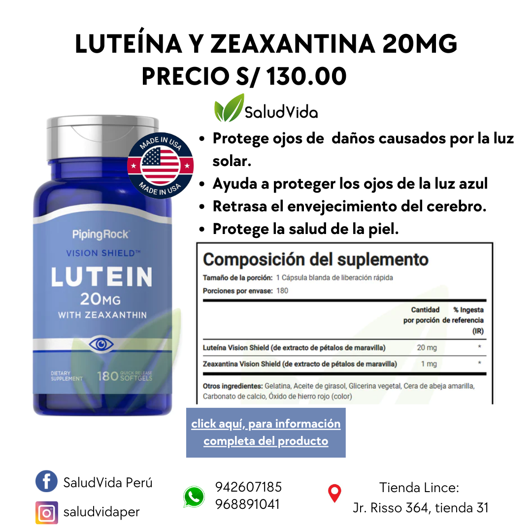 Luteína y zeaxantina 20 mg | 180 cápsulas blandas