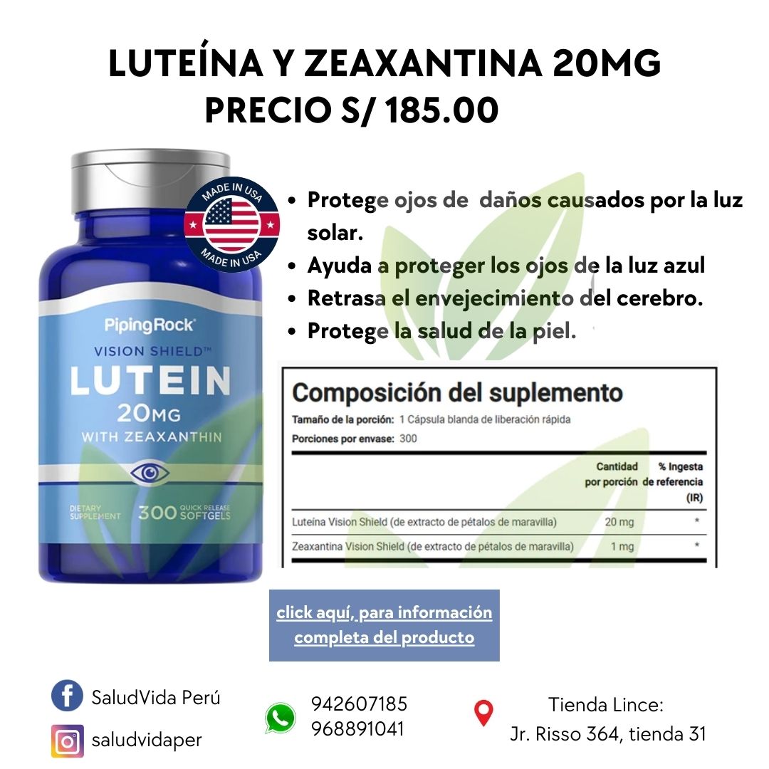 Luteina con zeaxantina 20 mg | 300 cápsulas blandas