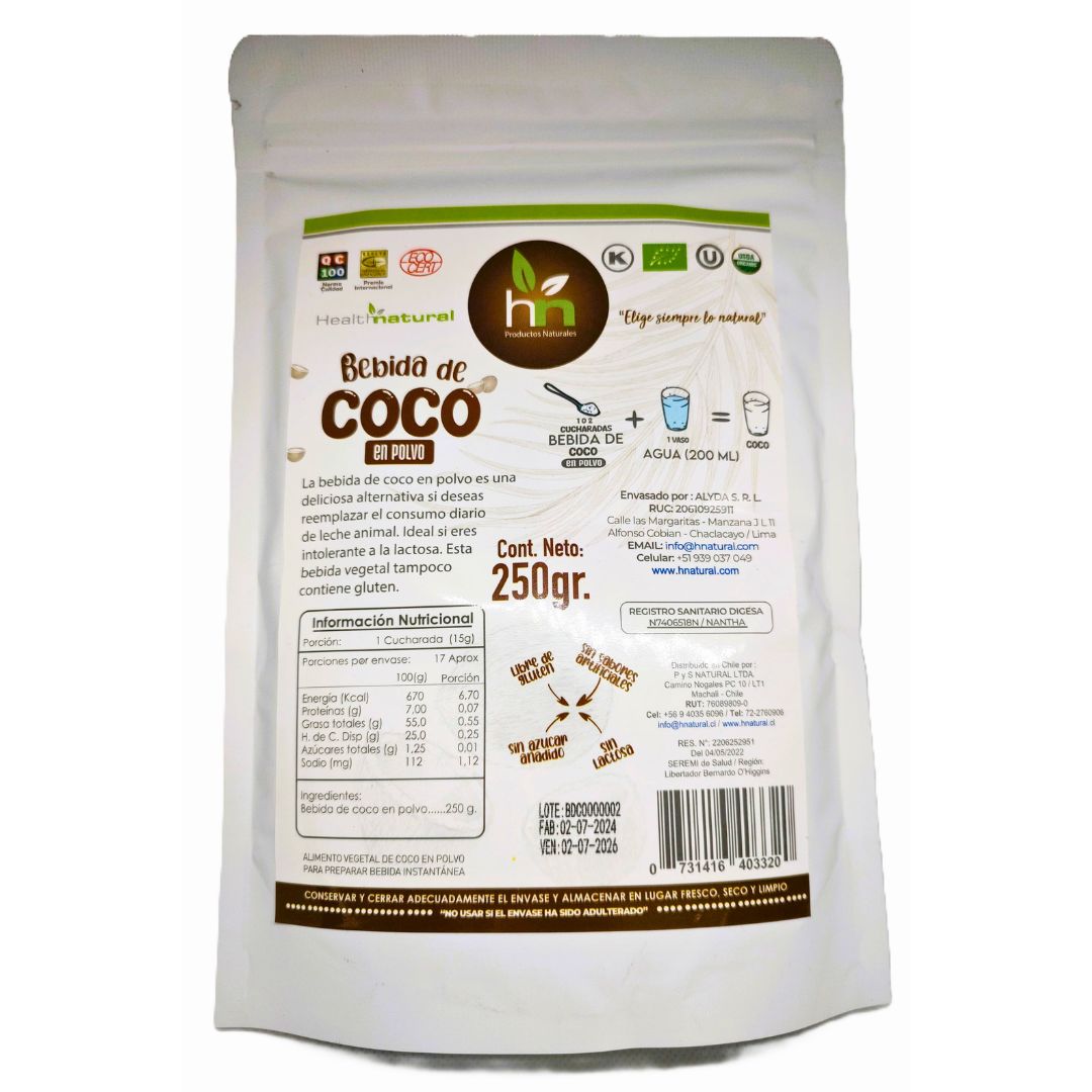 Leche de Coco Orgánico en polvo 250grs.