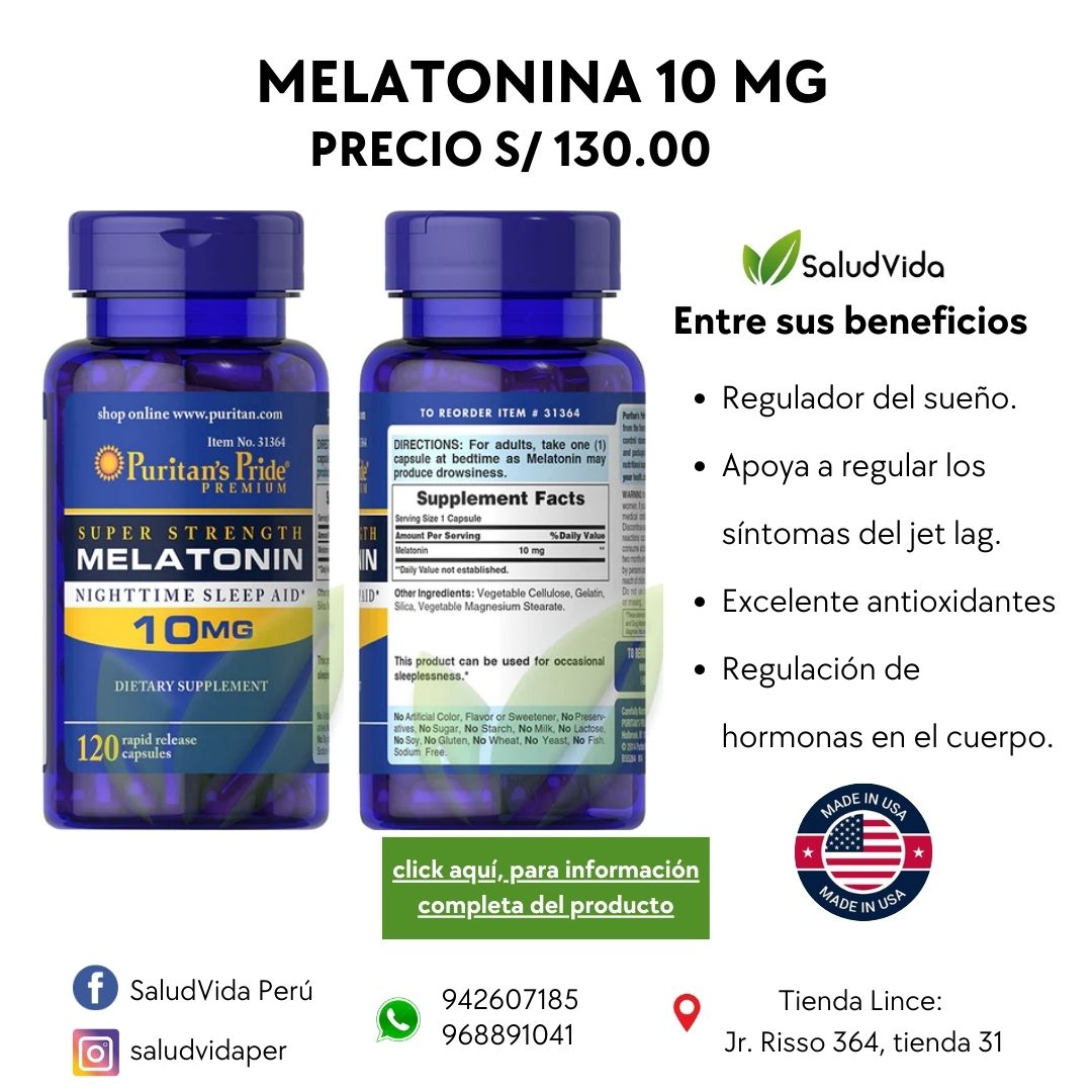 Melatonina de liberación rápida de 10 mg 120 cápsulas