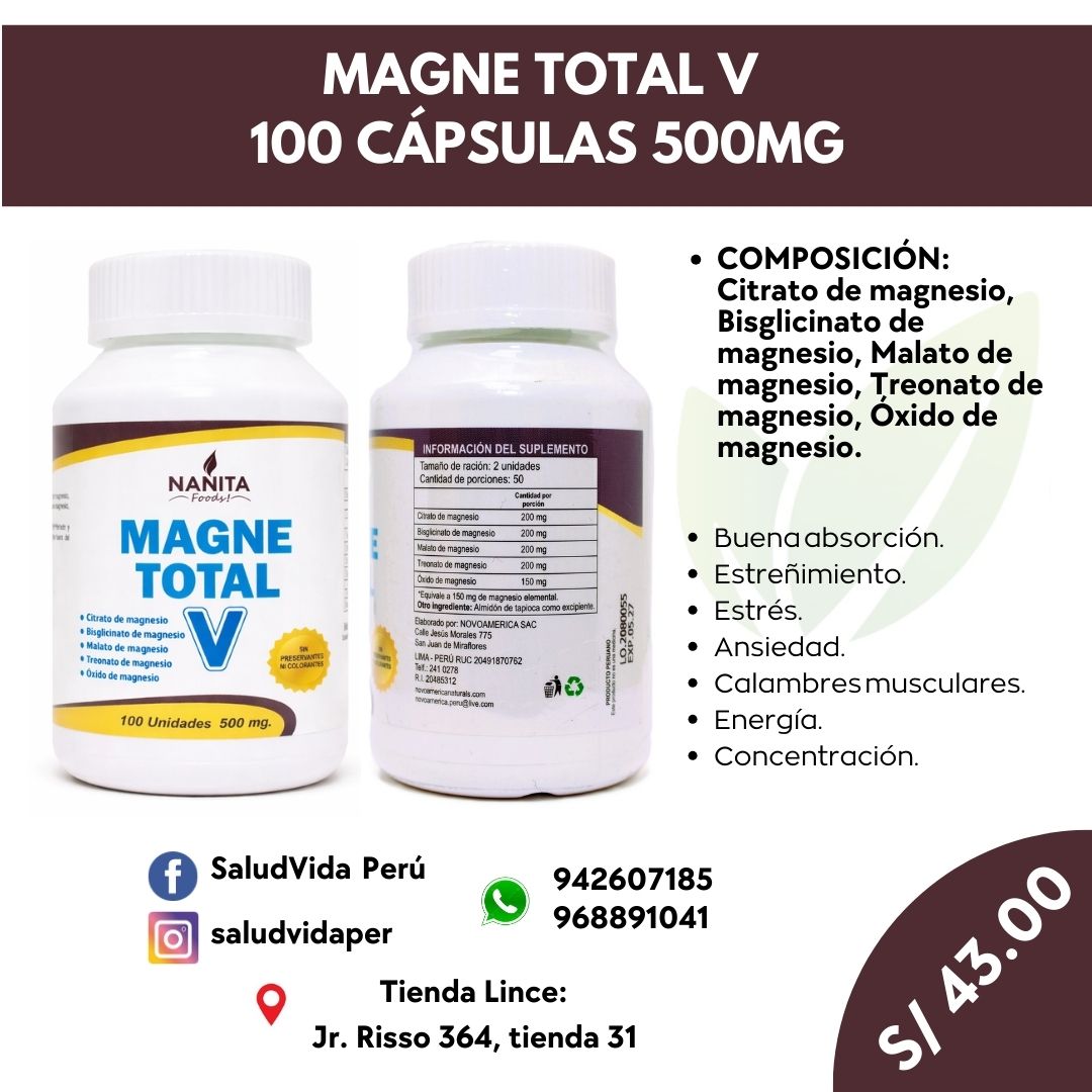 Magne Total V 500mg. 100 cápsulas