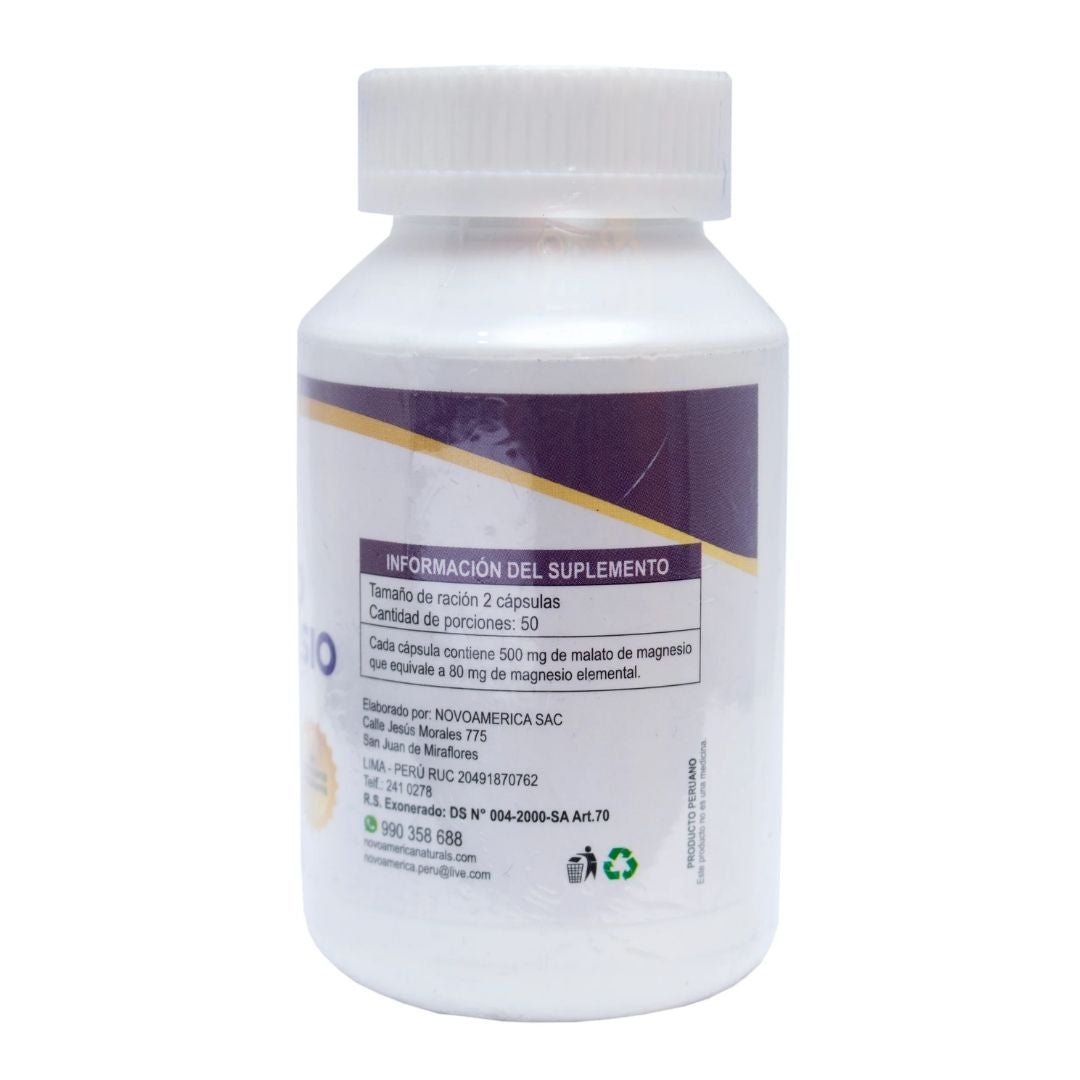 Malato de Magnesio 500mg. 100 cápsulas