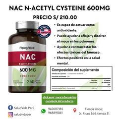 NAC N-Acetyl Cysteine 600 mg | 250 comprimidos recubiertos