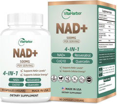 NAD Supplement 500mg, Pure Organic NAD+ Supplement for Women & Men, NAD+ with Trans-Resveratrol