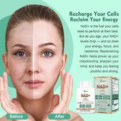 NAD Supplement 500mg, Pure Organic NAD+ Supplement for Women & Men, NAD+ with Trans-Resveratrol
