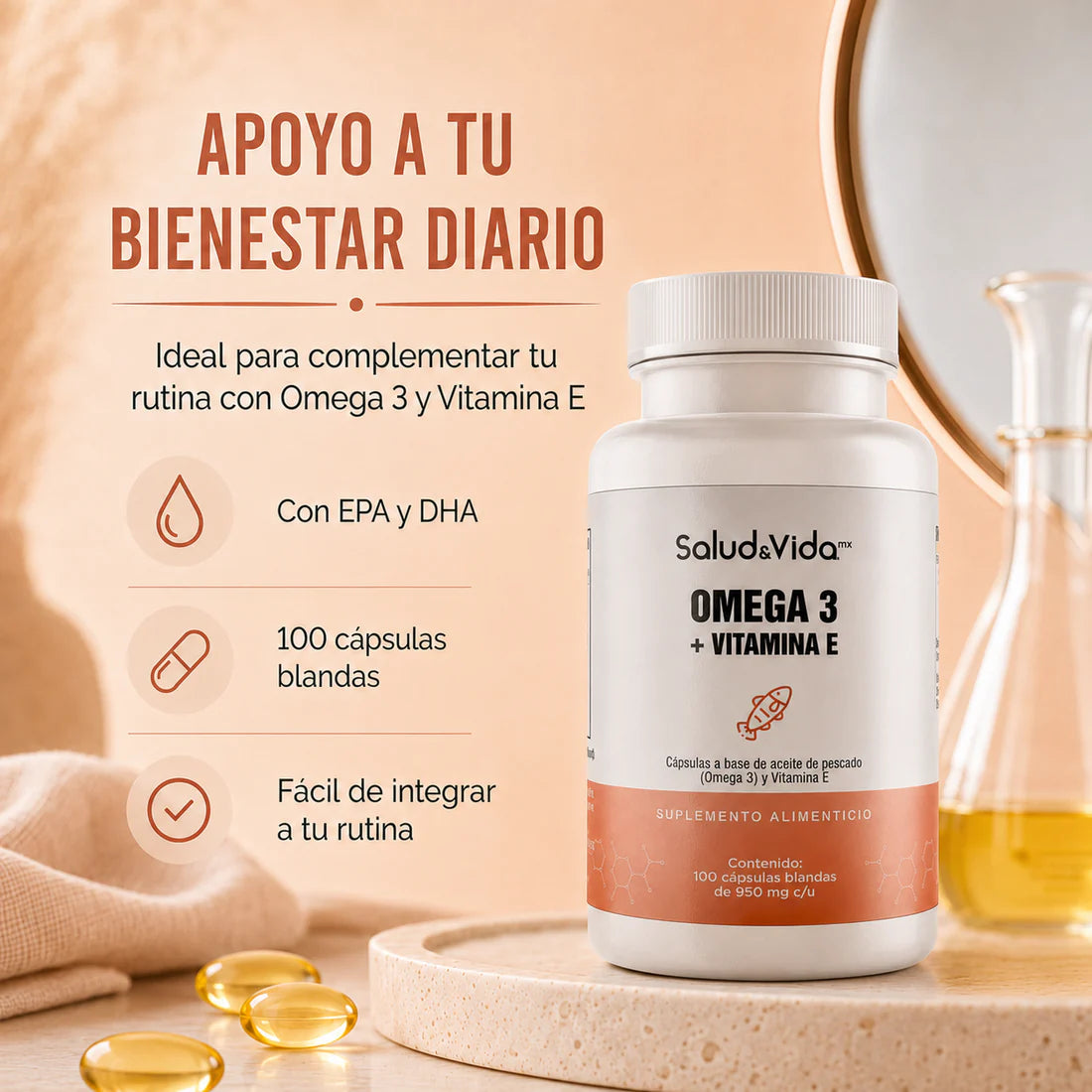 Omega 3 + Vitamina E 100 Cápsulas