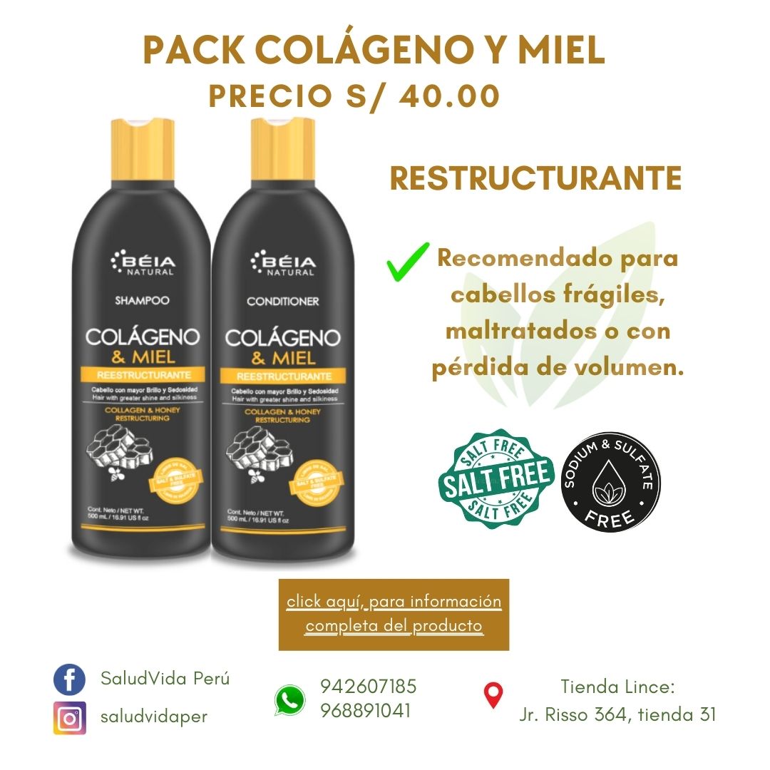 Shampoo y Acondicionador de colágeno y miel | 500 ml