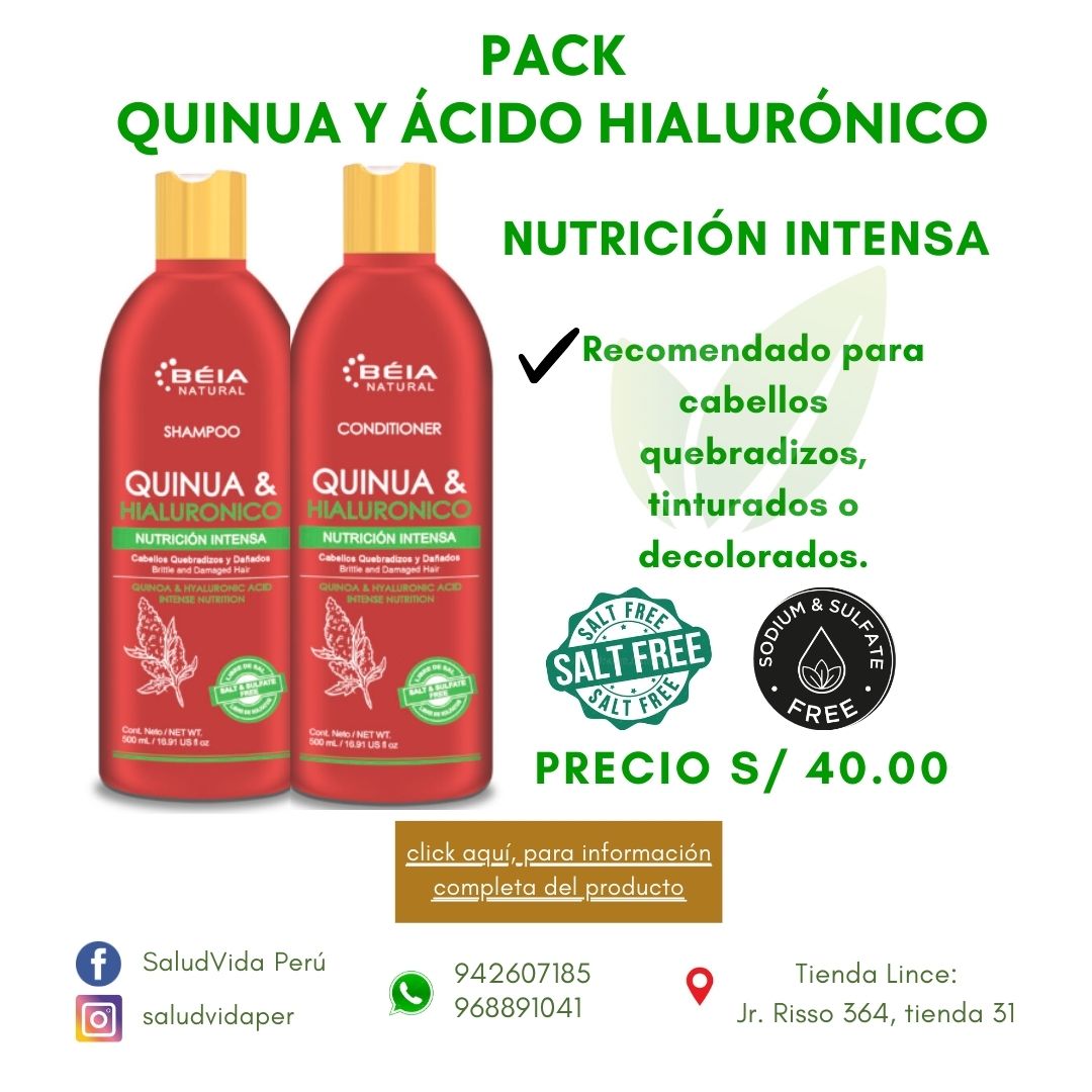 Shampoo y Acondicionador de quinua y ácido hialurónico | 500 ml