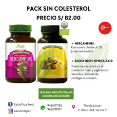 Pack Sin  Colesterol: Omega 3-6-9 Sacha Inchi (500 mg x 100 caps) + Hercampuri (500 mg x 100 caps)