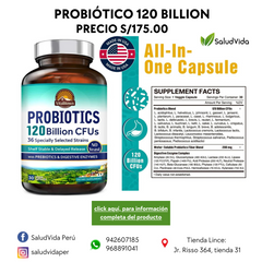 Probiótico 120 mil millones CFUs | 30 cápsulas vegetarianas