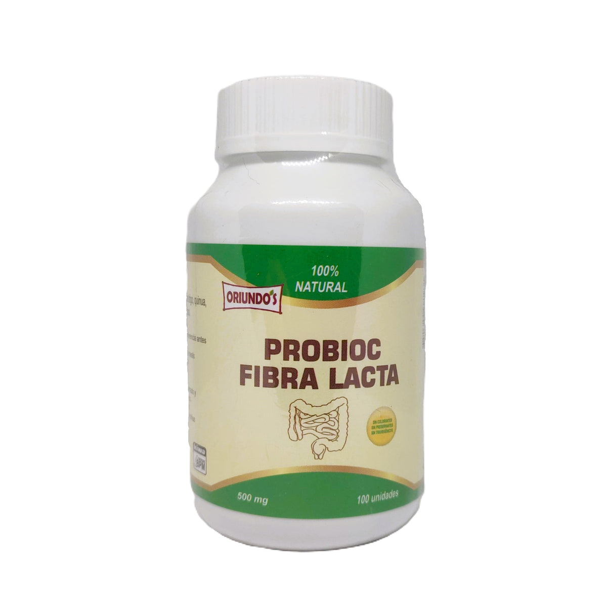 Probiótico y  fibra lacta 100 cápsulas 500mg | Probiótico y fibra