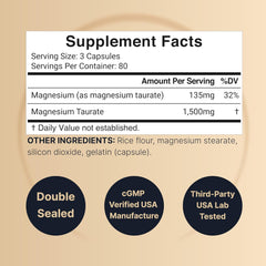 Taurate de magnesio 240 cápsulas  - 1.500 mg p/s