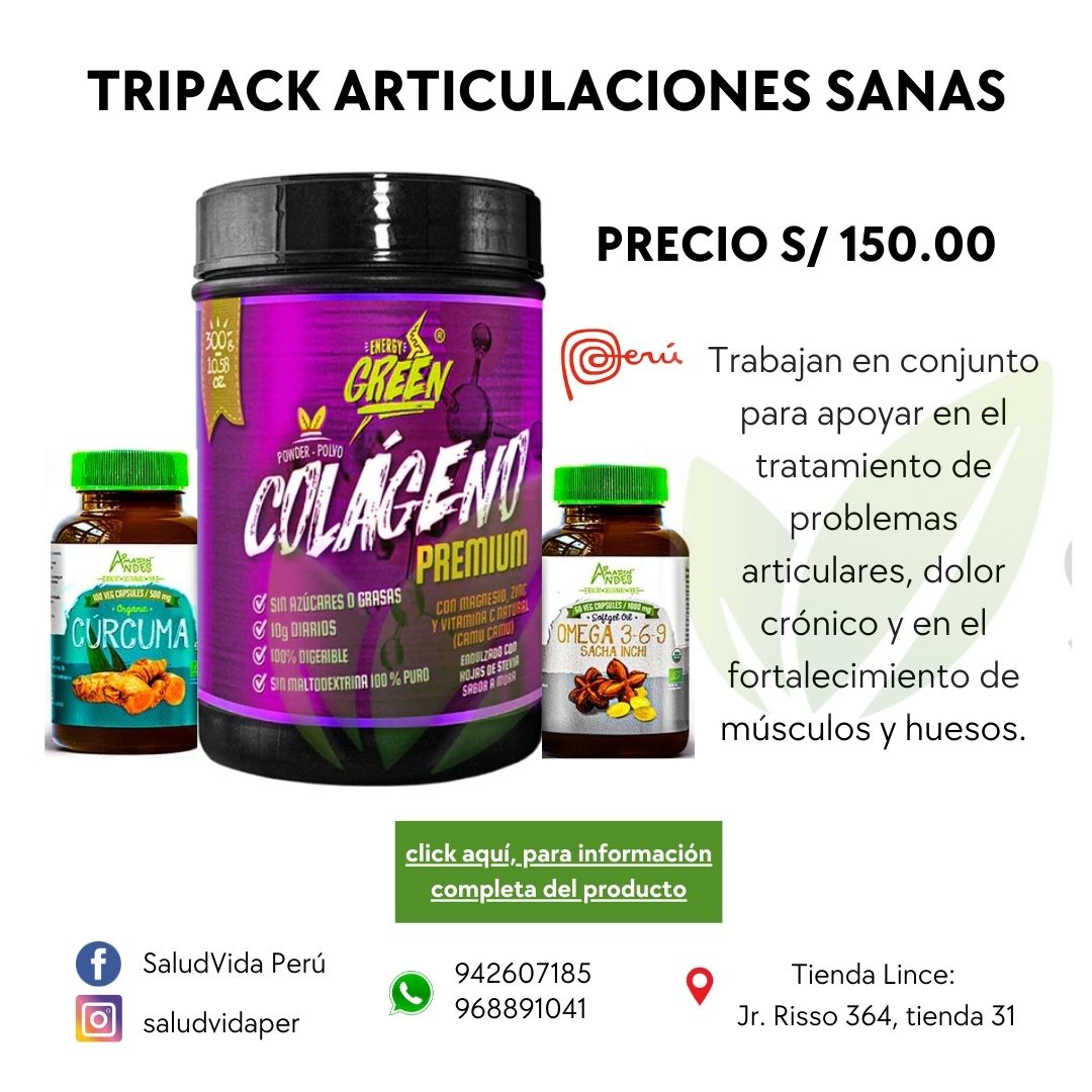 Tripack Articulaciones Sanas – Cúrcuma, Colágeno Premium y Sacha Inchi
