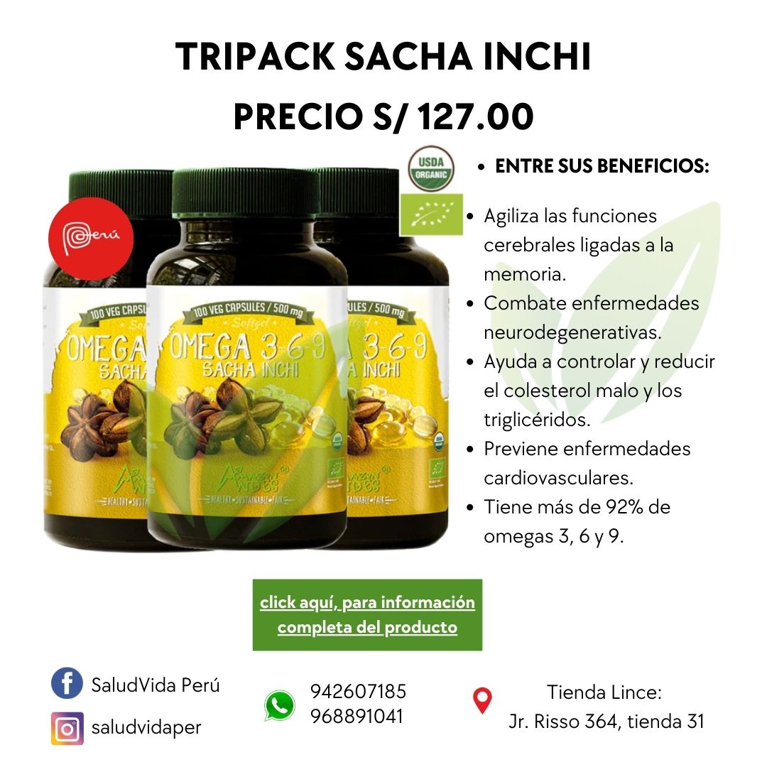 Sacha Inchi orgánico (Omega 3-6-9) X 3 frascos (500 mg | 100 cápsulas blandas c/u)