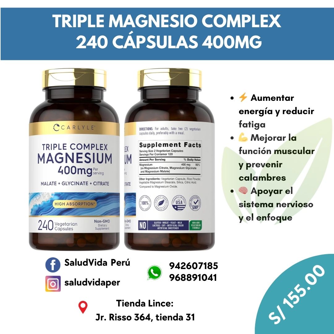 Magnesio Complex 500mg, 240 Capsules - Malate + Glycinate + Citrate