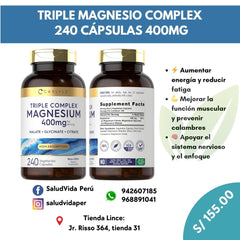 Magnesio Complex 500mg, 240 Capsules - Malate + Glycinate + Citrate