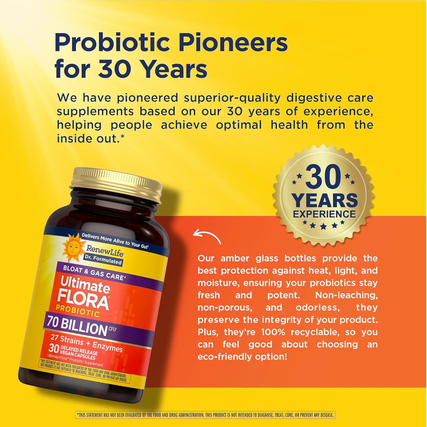 Probiótico 70 Billion  30 cápsulas - Cuidado para la hinchazón abdominal y los gases