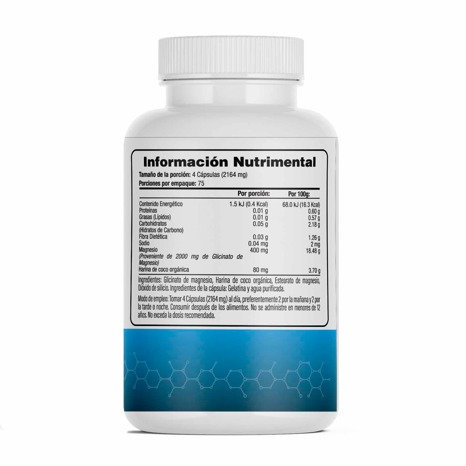 Glicinato de Magnesio 2440mg 300 Cápsulas