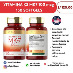 Vitamina K2 MK7 100 mcg | 150 Cápsulas