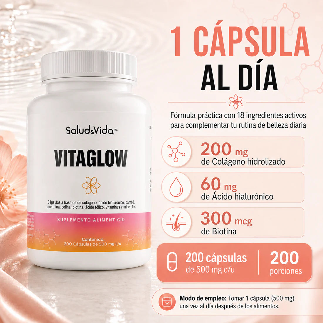 Vitaglow 500mg 200 Cápsulas
