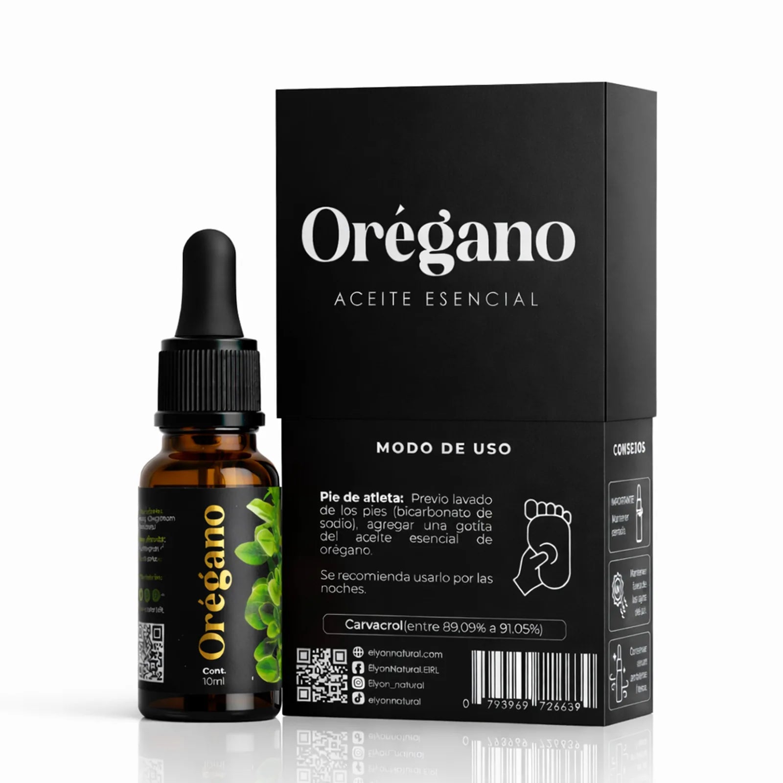 Aceite Esencial de Orégano 10ml  - (89% a 91% de Carvacrol) USO TÓPICO