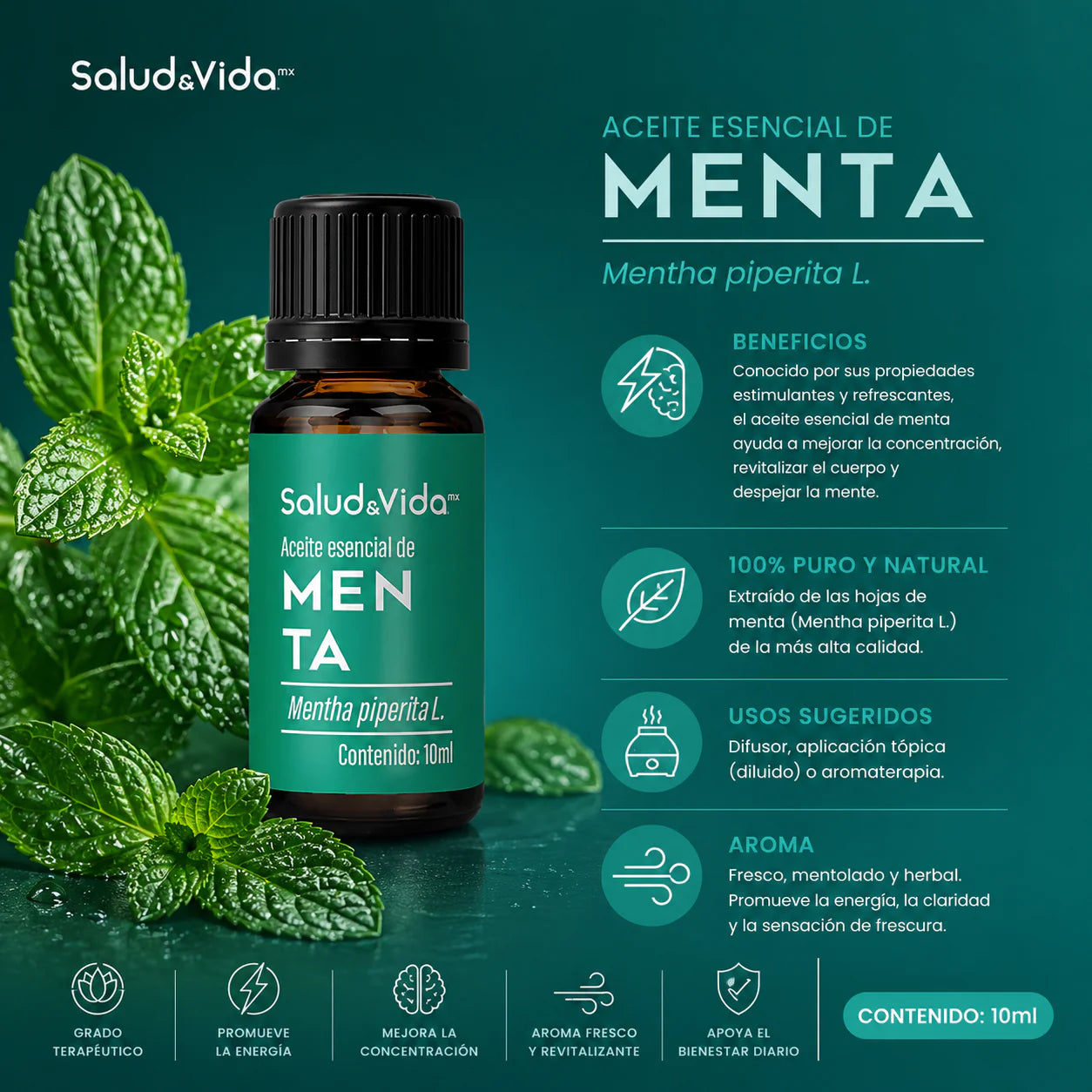 Kit de 6 Aceites esenciales para Aromaterapia 10ml.