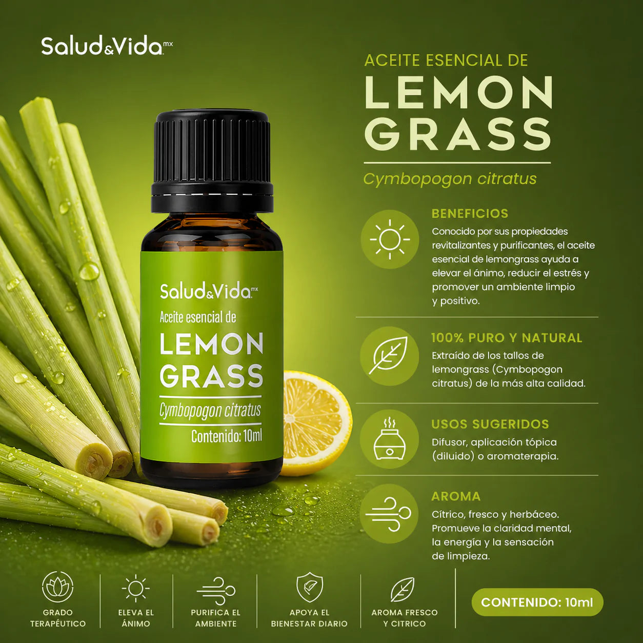 Kit de 6 Aceites esenciales para Aromaterapia 10ml.