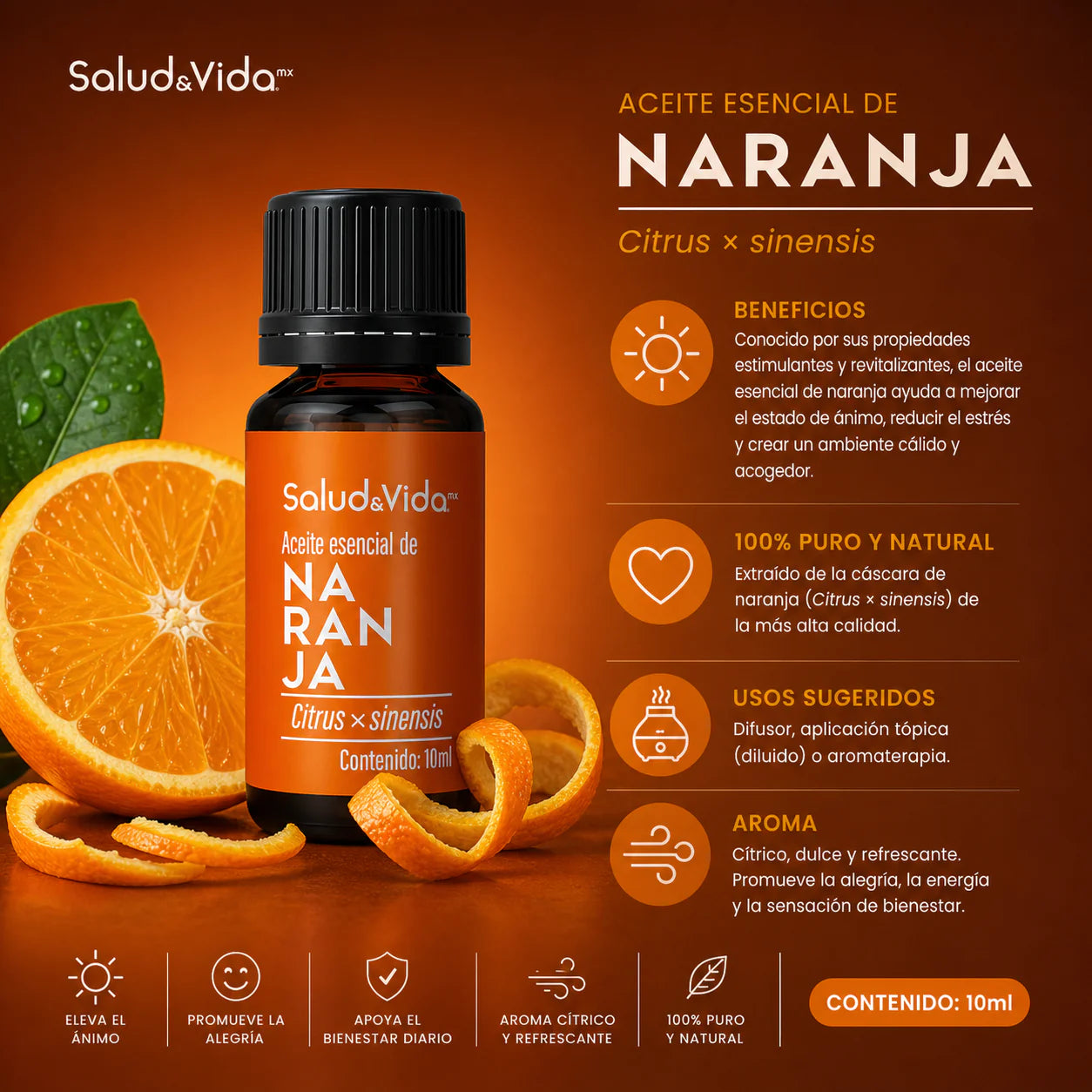 Kit de 6 Aceites esenciales para Aromaterapia 10ml.