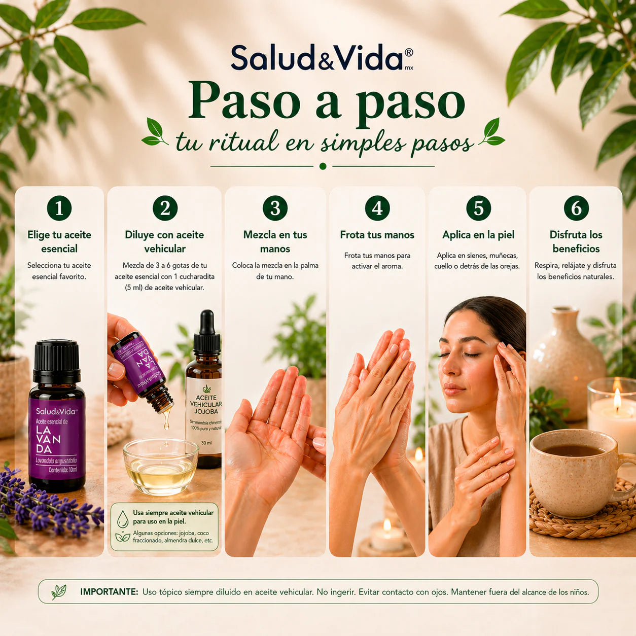 Kit de 6 Aceites esenciales para Aromaterapia 10ml.