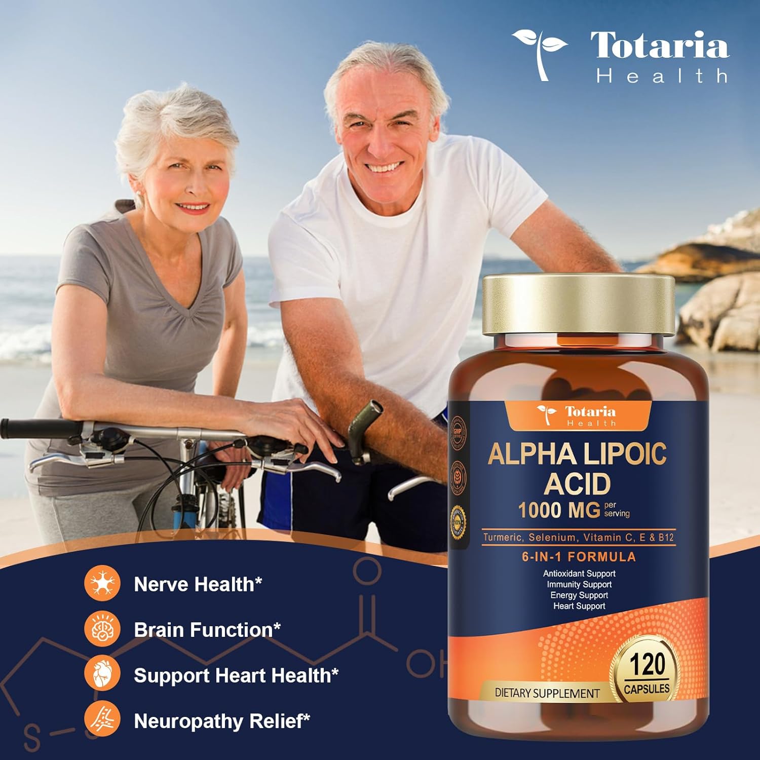 ACIDO ALPHA LIPOIC 120 Cápsulas  1000MG p/s , Diábetes,, antioxidante,