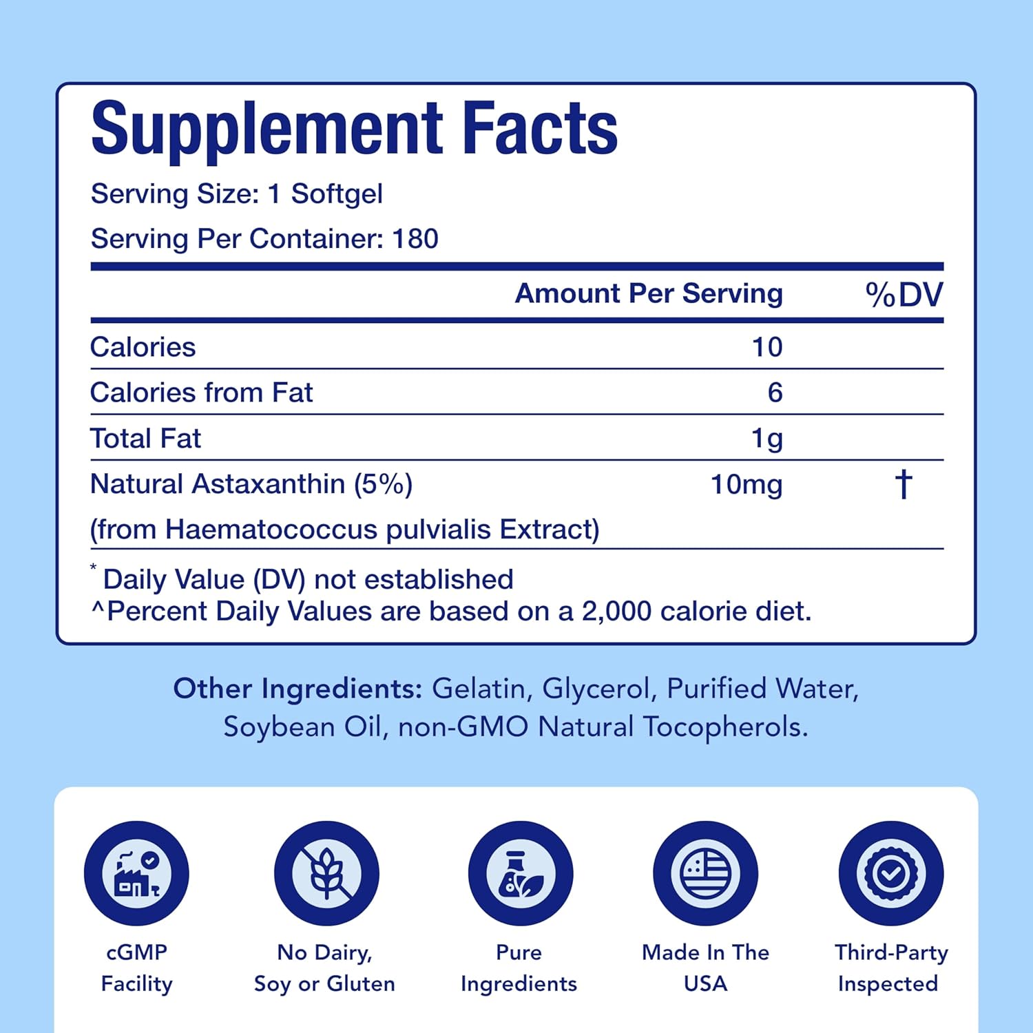 ASTAXANTHIN 180 CÁPSULAS 10MG | Antioxidante, Mejora la vista, Trigliceridos, Inflamación, Sistema inmunológico.