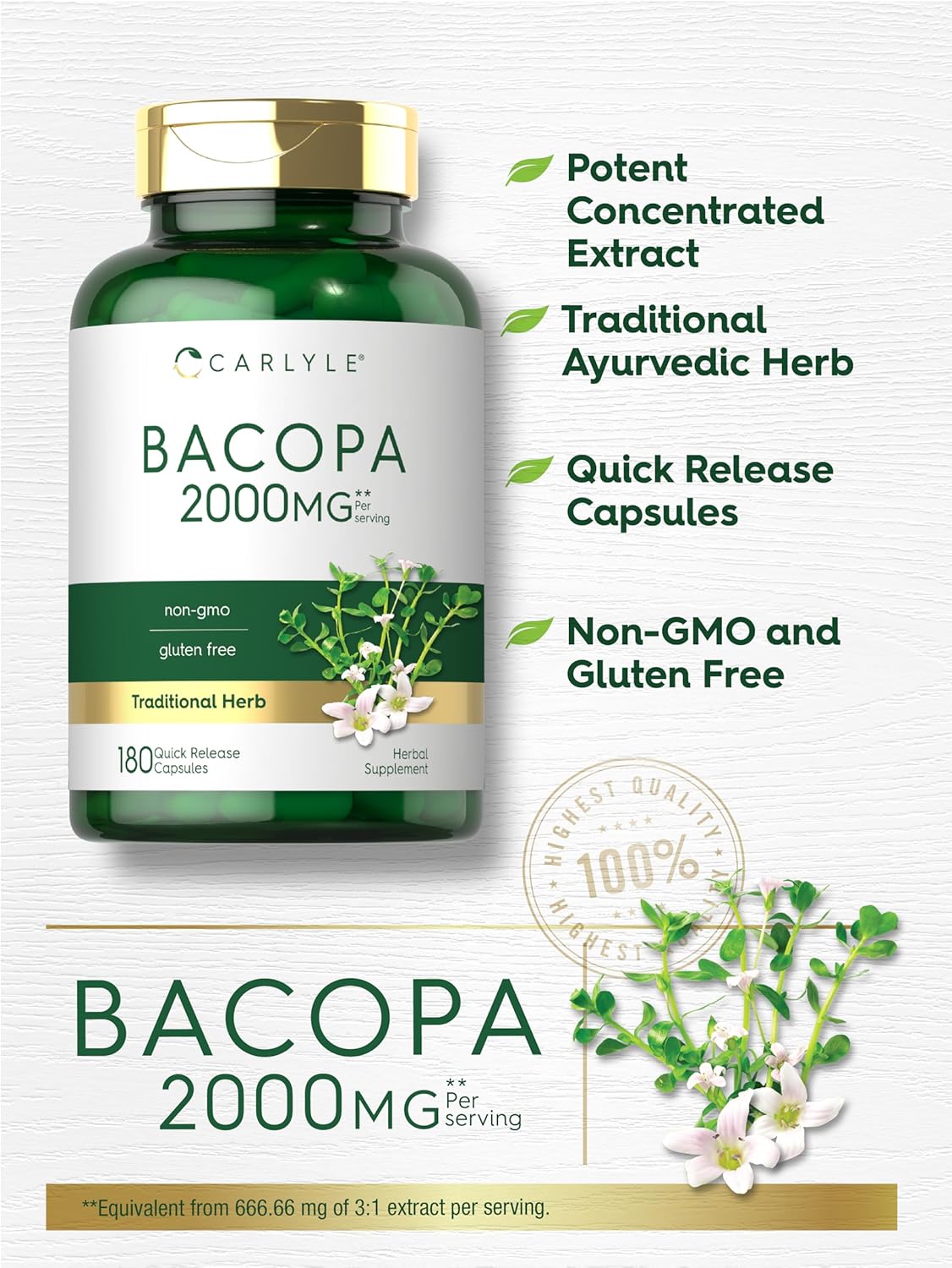 BACOPA 2000mg. P/S 180 cápsulas -