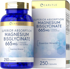 BISGLICINATO DE MAGNESIO 665MG 250 CÁPSULAS | Sueño, Estrés, Ansiedad, Función muscular y nerviosa.