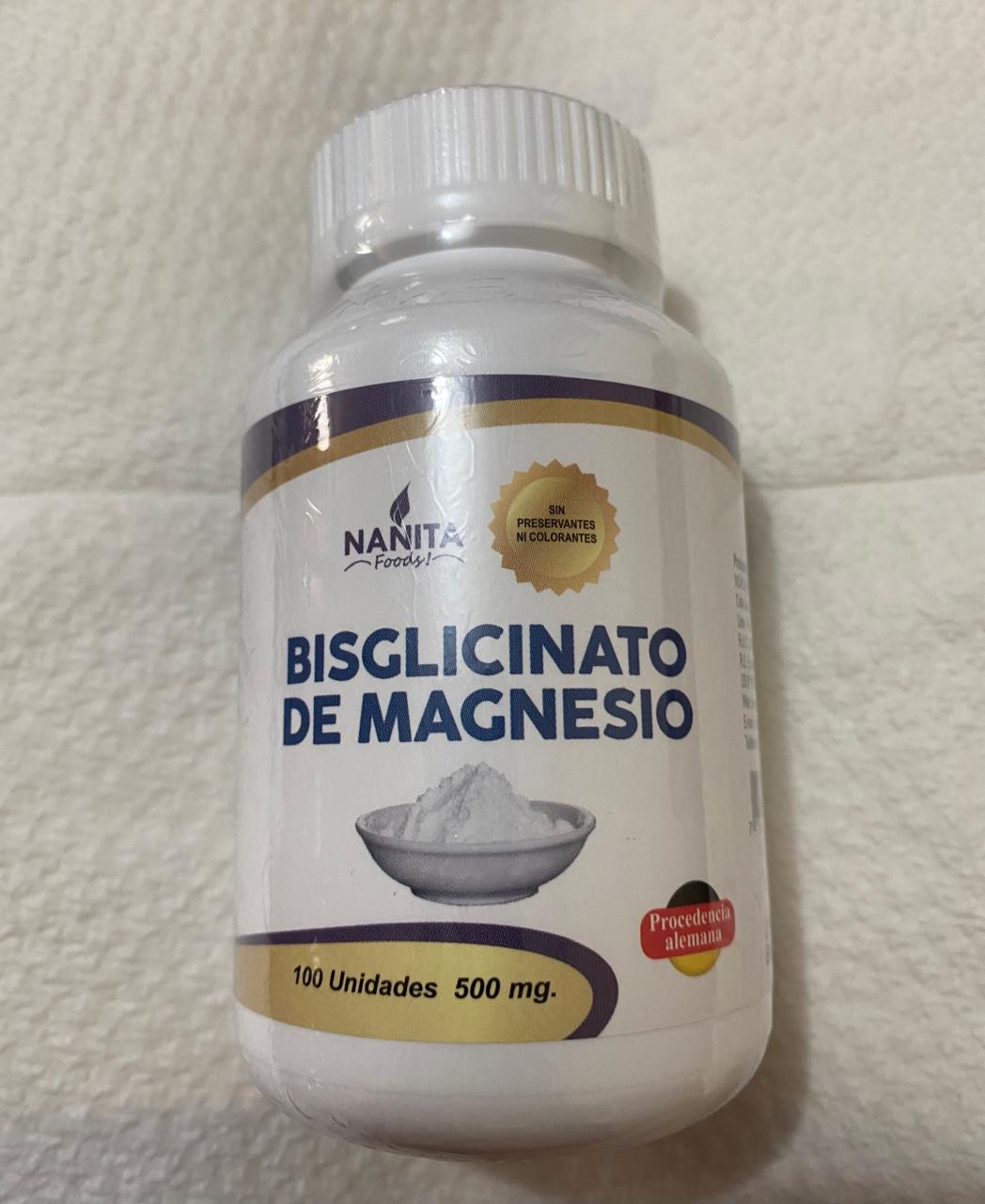 BISGLICINATO DE MAGNESIO 500MG 100 Cáp.| Sueño, Estrés, Ansiedad, Función muscular y nerviosa.