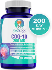 COQ-10 200MG. 200 CÁPSULAS | Presión arterial alta , Rendimiento físico, Antioxidante.